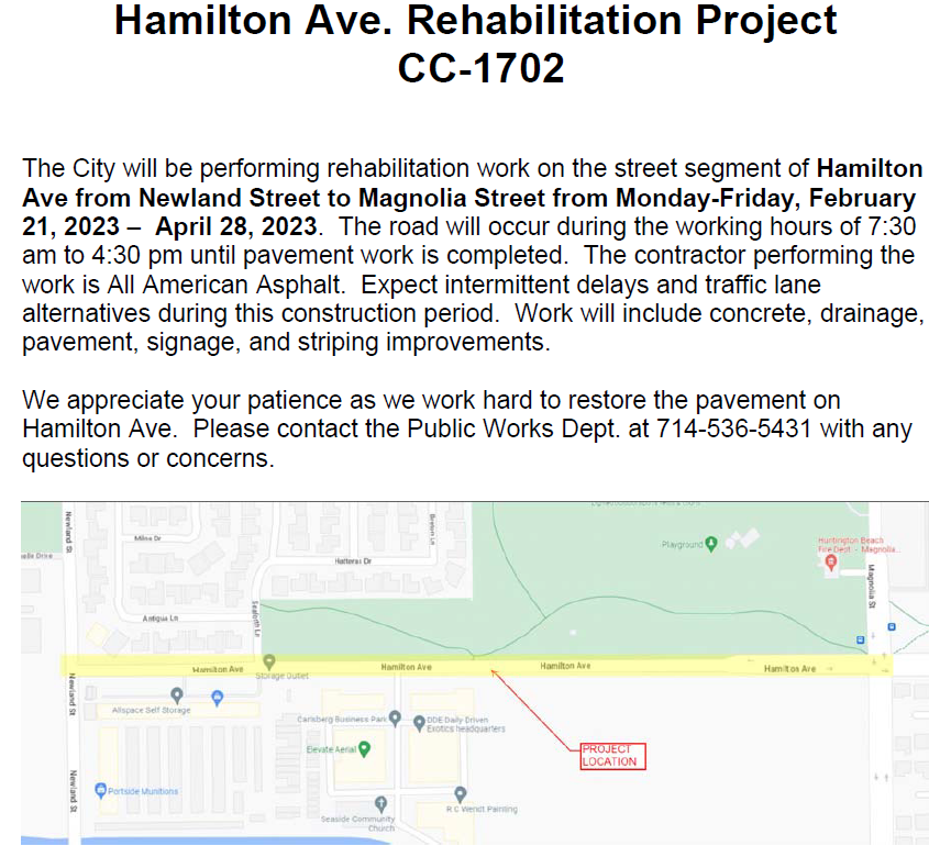 Hamilton Ave. Rehabilitation Project
